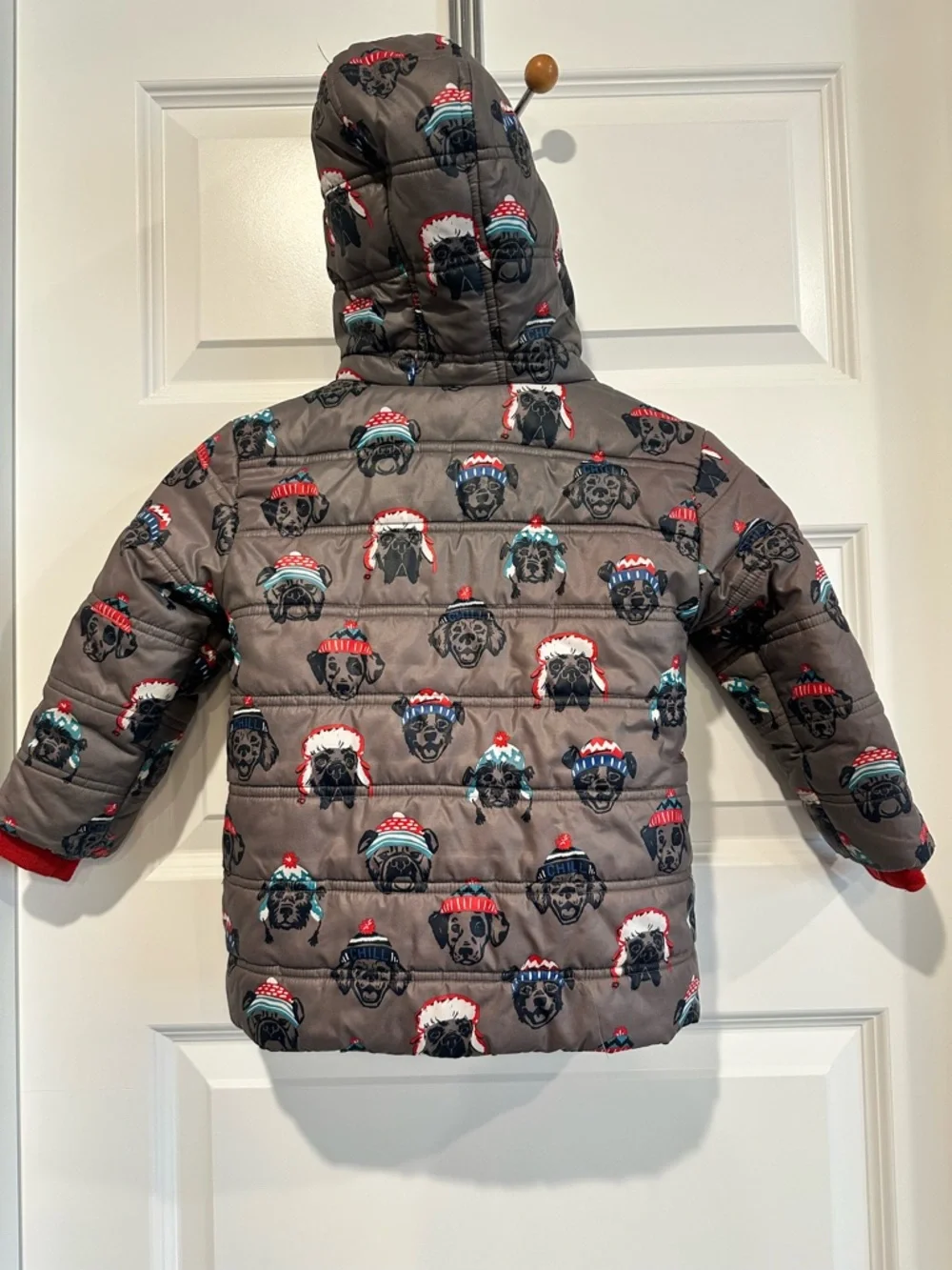 Hatley Toddler Puffer Jacket Size 3 Winter Dogs Print Hooded Coat - EUC